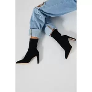 I Saw It First Pointed Toe Flat Heel Lycra Sock Ankle Boot - Black