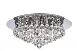 6 Light Semi Flush Ceiling Light Chrome with Crystals, G9