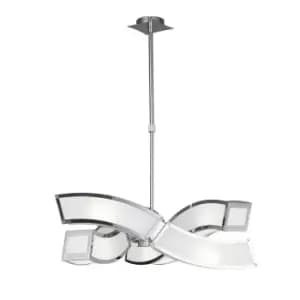 Duna GU10 Pendant 3 Arm 6 Light L1/SGU10, Polished Chrome/White Acrylic, CFL Lamps INCLUDED