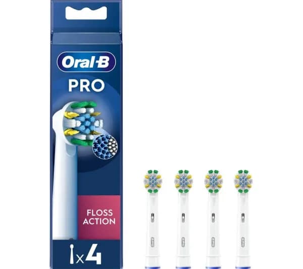 Oral B Floss Action X-Filaments Replacement Heads White Toothbrush 4Pcs