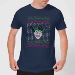 DC Joker Knit Mens Christmas T-Shirt - Navy - L