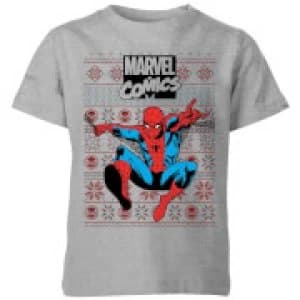 Marvel Avengers Classic Spider-Man Kids Christmas T-Shirt - Grey - 11-12 Years