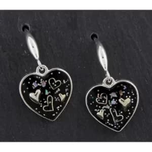 Midnight Sparkle Silver Plated Heart Hearts Earrings