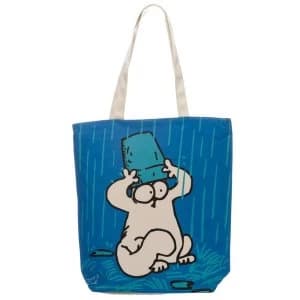 New Blue Simons Cat Cotton Bag with Zip and Lining