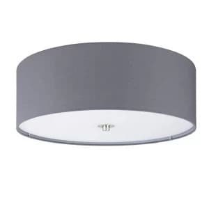 EGLO ES/E27 Pasteri Grey Fabric Ceiling Light 3x60W - 94921