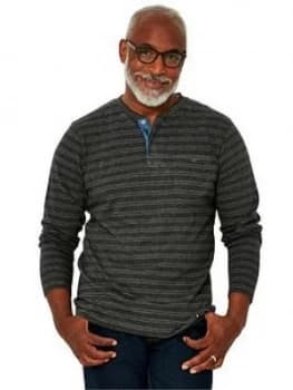 Joe Browns Joe Browns Herringbone Henley, Grey, Size S, Men