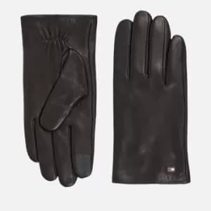 Tommy Hilfiger Mens Essential Flag Leather Gloves - Black - L/XL