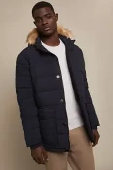 Mens Faux Fur Hooded Puffer Jacket