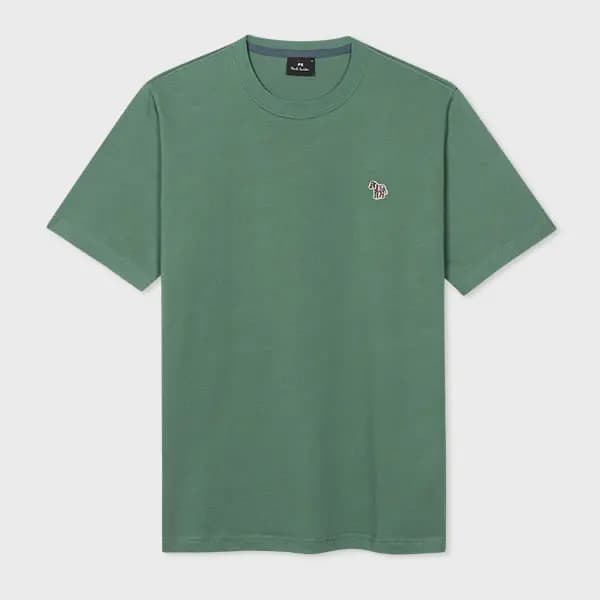 Paul Smith Washed Green Organic Cotton Zebra Logo T-Shirt