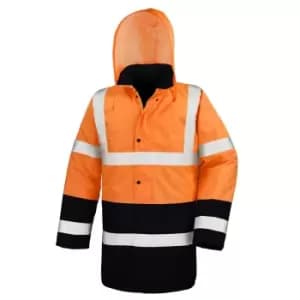 Result Mens Two Tone Safety Coat (3XL) (Fluorescent Orange/Black)