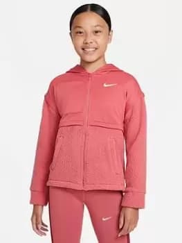 Nike Full Zip Hoodie - Pink/White, Size L, Women