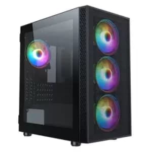 GameMax Icon Mesh ARGB Gaming Case w/ Glass Window Micro ATX Mesh Front 4 ARGB Fans LED Button 2 Vertical GPU Mounts Black