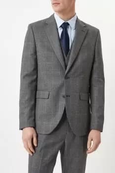 Slim Grey Blue Highlight Check Suit Jacket