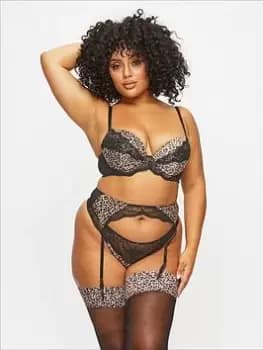 Ann Summers Bras The Infatuation Fuller Bust Padded Plunge Bra, Black/Multi, Size 32G, Women