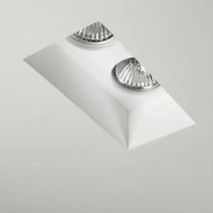 Twin Recessed Ceiling Spotlight, Plaster, GU10