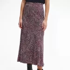 Tommy Hilfiger Womens Viscose Bias Midi Skirt - Feather Prt/Red White Black - L