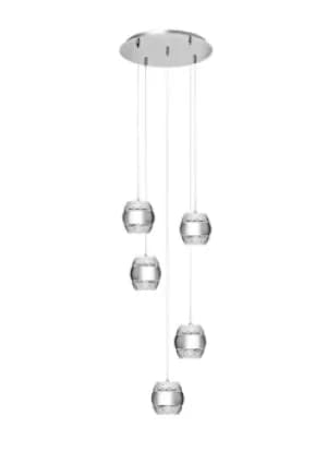 Khalifa Ceiling Cluster Pendant 5 X 6W LED 3000K Line Polished Chrome, Glass, 5400lm,