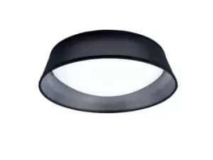 Nordica Flush Ceiling, 3 Light E27, Cylindrical 45cm, White Acrylic with Black Shade