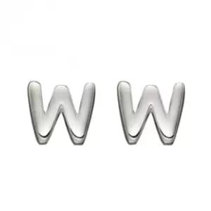 Initial W Sterling Silver Stud Earrings E6040
