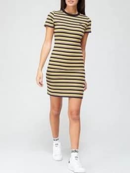 Adidas Originals Comfy Cords Striped Dress - Black/Purple