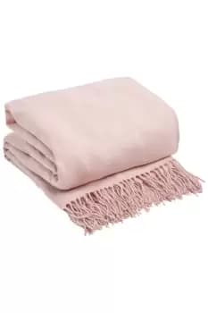Plain Soft Tassel Trim Knit Fleece Throw Blanket