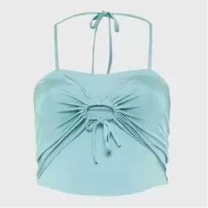 Missguided Plus Size Slinky Ruched Detail Crop Top - Blue