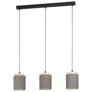 Pendant Light Colour Black Brown Shade Cappuccino Fabric Bulb E27 3x40W