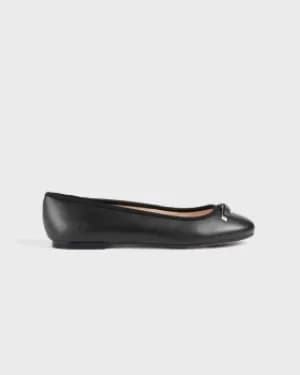 Leather Bow Ballerina Shoe