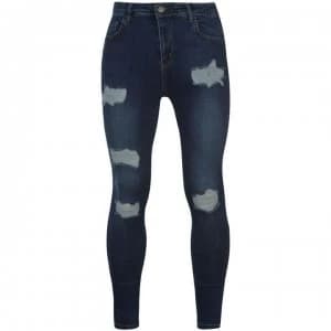 Nimes X Distress Skinny Jeans Mens - Mid Blue Wash