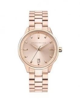 Amanda Walker Amelia Rose Gold Sunray Date Dial Rose Gold Stainless Steel Bracelet Ladies Watch