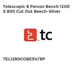 TC Group Telescopic 8 Person Bench 1200 x 800 Cut Out Beech-silver