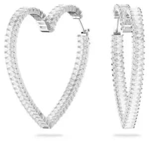Swarovski 5647591 Matrix Hoop Earrings Heart, Large, White, Jewellery