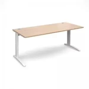 TR10 straight desk 1800mm x 800mm - white frame and beech top