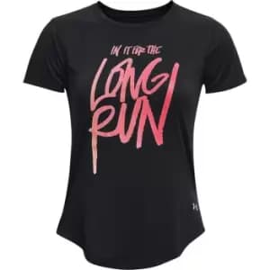 Under Armour Long Run Graph Short Sleeve T Shirt Ladies - Black