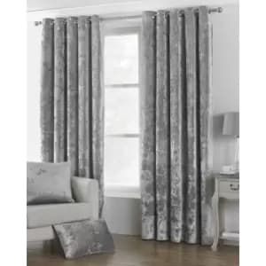 Riva Home Verona Velvet Style Eyelet Curtains (66 x 90" (168 x 229cm)) (Silver) - Silver