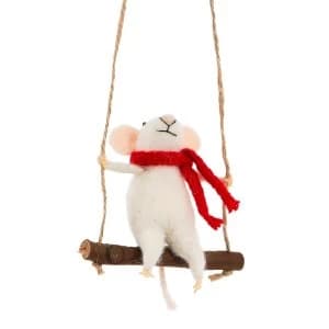 Sass & Belle Swinging Mouse Hanging Felt Decoration