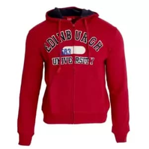 University Of Edinburgh Unisex Full Zip Hoodie (XS) (Cardinal Red)