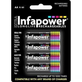 Infapower 2500mAh AA Longlife Rechargeable Batteries - 4 Pack