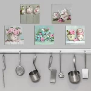 UTB039 Pink Blue Green Decorative MDF Painting (5 Pieces)