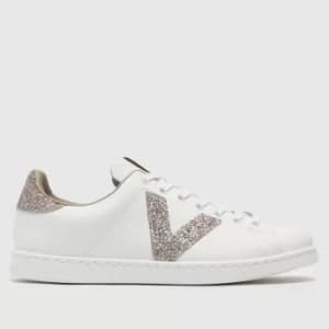 Victoria White Tennis Pile Glitter Trainers