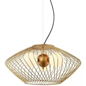 Italux Lighting - Italux Zeno - Modern Hanging Pendant Golden 3 Light with Gold, White Shade, G9