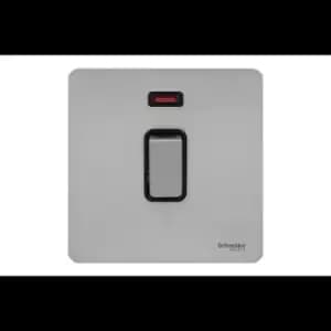 Schneider USFP 20A Double Pole Switched & Neon Black Insert Stainless Steel - GU2411BSS
