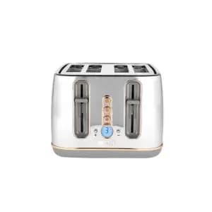 Haden Dorchester 4 Slice Wide 2 Slice Toaster 204868 in Chrome And Copper