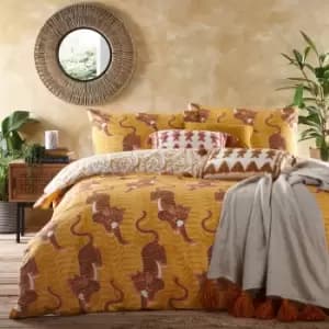 Furn. Tibetan Tiger Mustard Duvet Cover and Pillowcase Set Mustard