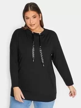 Yours Luxury Star Tie Cotton Blend Sweatshirt, Black, Size 18, Women