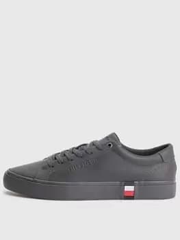Tommy Hilfiger Modern Corporate Leather Trainers - Black, Size 41, Men