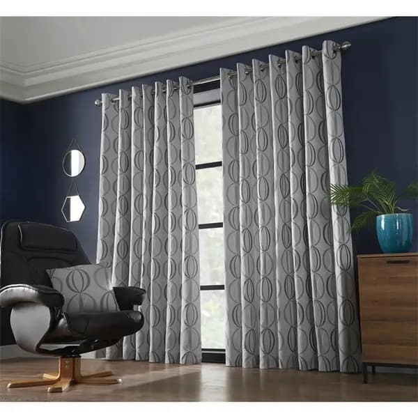 Other Omega Multi Yarn Fully Lined Ring Top Curtains - Silver 9