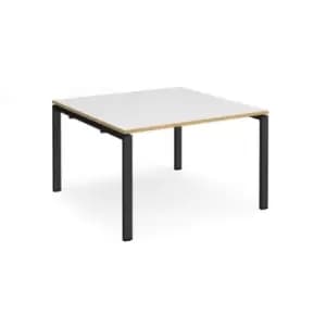 Adapt boardroom table starter unit 1200mm x 1200mm - Black frame and white top with oak edging