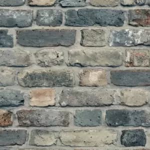 Grandeco Industrial Rustic Brick Neutral Charcoal Textured Wallpaper