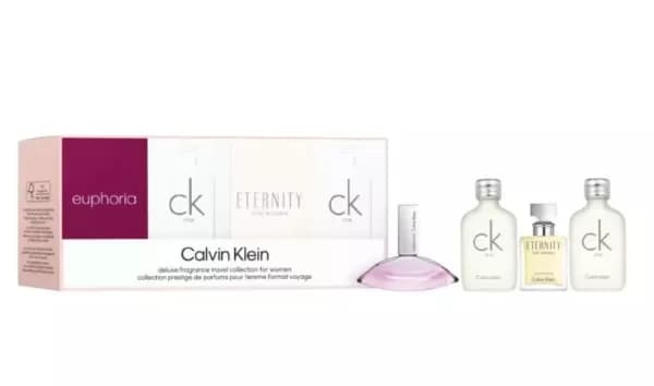 Calvin Klein Deluxe Fragrance Collection Women Gift Set 2 x 10ml CK One Eau de Toilette + 5ml Euphoria Eau de Parfum + 5ml Eternity EDP